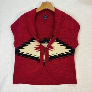Chaps Red Southwestern Knit Concho Button Sweater Vest Womens XL Western Boho